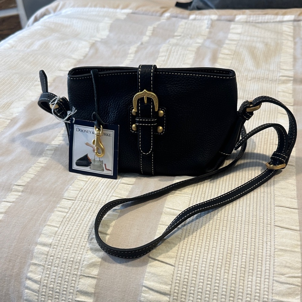 Dooney & Bourke Black Crossbody Bag with Gold Accents